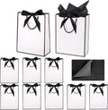 10 Pcs Black White Gift Bags Multipack with 10 Tissue Paper Handles Mother's Day Medium Gift Bags for Wedding Baby Shower Bridesmaid Party