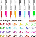 Shuttle Art 24 Colours Permanent Markers, Fine Point Assorted Colours, Works on Plastic, Wood, Stone, Metal and Glass for Doodling, Colouring, Journaling for School Office Home