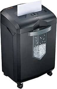 Bonsaii Heavy Duty Paper Shredder, 60-Minute 18 Sheets Cross Cut Office Credit Card Shredders for Industrial and Business Use, 23-Litre Pullout Bin with 4 Casters, Black (C149-C)