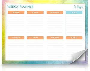 SOL Weekly Planner Pad for Scheduling & Time Management, 52 Sheets Tear-Off Design, 27x19cm Oraganises Schedules, Academic Planning, Personal Journal & Meal Plans, Ideal for Desk, Office and Home Use