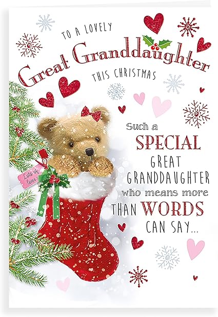Regal Publishing Character Christmas Card Great Granddaughter - 9 x 6 inches, C85537