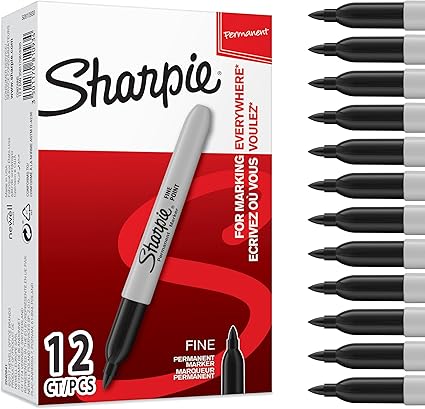 Sharpie Permanent Markers | Fine Point for Bold Details | Black Ink | 12 Count Marker Pens