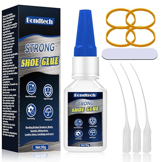 Shoe Glue 30 g, Instant Shoe Glue Sole Repair, for Sneakers, Soles, Boots, Leathers, Handbags and More, Waterproof, with Anti-Clog Cap, Clear (tnedf)