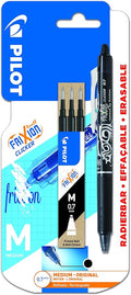Pilot Frixion Clicker Erasable Retractable Rollerball 0.7 mm Tip Pen with Three Refills - Black, Single Pen