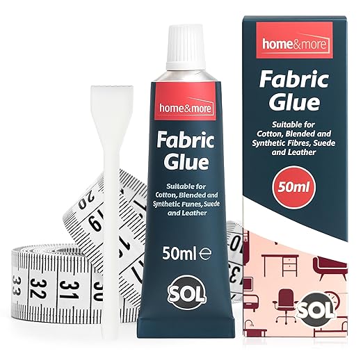 50ml Fabric Glue for Clothes | Includes Fabric Glue Strong Spreader & 150cm Tape Measure | Extra Strong 1pk Fabric Glue for Crafts, Upholstery, Material, Textile, Felt and Badges