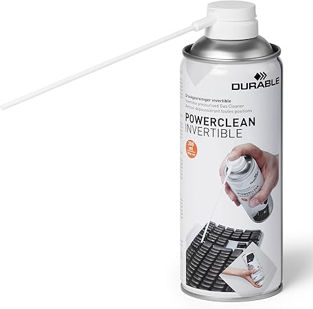 Durable POWERCLEAN Invertible Air Duster - 200ml Compressed Air Can - Easy to Use PC Cleaner - Clears Dust and Dirt Quickly