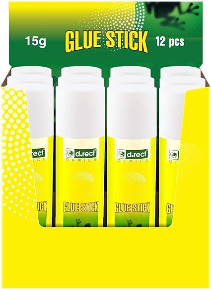 D.RECT Glue Stick 15g - PVA Glue for Craft Art Scrapbooking - Strong Hold Adhesive for Home School & Office Supplies, Pack of 12