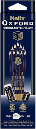 Helix Oxford X10 HB Pencils with Plastic Sharpener and Eraser