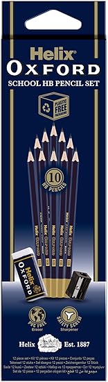 Helix Oxford X10 HB Pencils with Plastic Sharpener and Eraser
