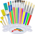 Jiosdo Kids Paint Brushes, 19Pcs Childrens Painting Brushes Set with Paint Palettes, Colorful Paint Brushes for Children Toddlers Beginners, Art Paint Brushes for Watercolor, Oil, Acrylic, Face