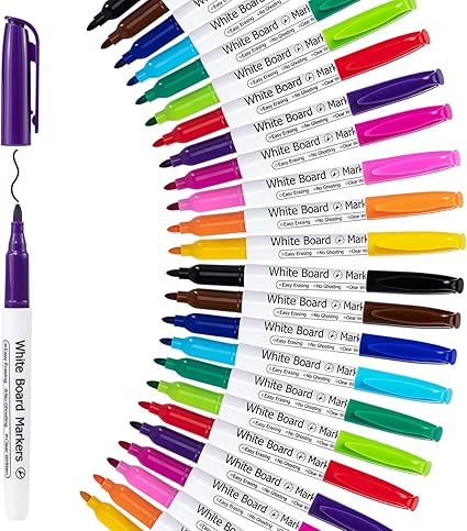 Aen Art Whiteboard Pens, Whiteboard Markers, White Board Markers Erasable, White Board Pens Colour, Dry Wipe Pens for Whiteboard (24 Pack, 12 Colors)