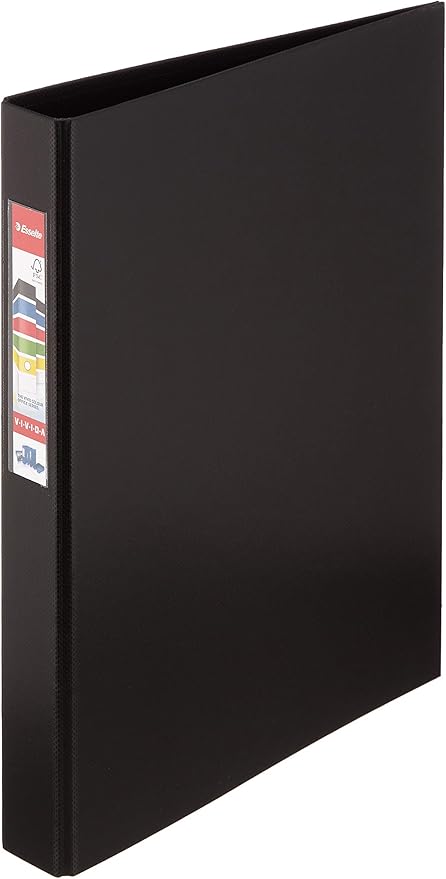 Esselte 4 Ring Binder, PP, Holds up to 190 Sheets, Vivida Range, 42 mm Spine, 14462 - A4, Black