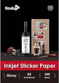 KOALA Inkjet Self Adhesive/Sticky Back White Glossy Photo Paper, Label Printing Paper, A4, 100 Sheets