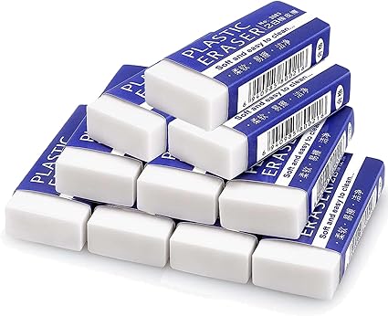10 Pcs Eraser-White Erasers Multipack Rubbers Erasers for Kids on School, Office, Kids, Adults,Classic Latex Free Plastic Rubber