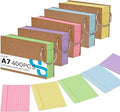Koogel A7 Flash Cards with Ring, 400PCS Ruled Index Cards 10.5 × 7.4 cm, 5 Colour Double-Sided Revision Flashcards with Kraft Covers for School, Office & Home Study