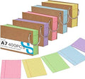 Koogel A7 Flash Cards with Ring, 400PCS Ruled Index Cards 10.5 × 7.4 cm, 5 Colour Double-Sided Revision Flashcards with Kraft Covers for School, Office & Home Study