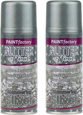 Silver Glitter Effect Colour Spray Paint Decorative Creative Crafts 200ml x2