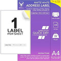 1 Labels Per A4 Sheet, 50 Sheets 50 Sticky Label, Printable Sticker Paper, iSOUL Matte Self Adhesive Address Mailing, Shipping, Postage, Laser & Inkjet Printer Compatible [Quickdry]