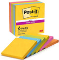 Post-it Super Sticky Notes, Stick Longer Without Falling, 76 mm x 76 mm, 6 Pads, 540 Sheets, Yellow, Blue, Green, Pink, Orange Colors - Self-Sticking Notes for Walls, Monitors and Fridge