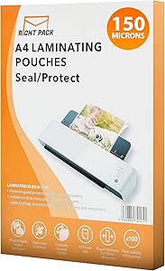 Laminating Pouches A4 100 Sheets 150 Micron | A4 Laminating Pouches | Strong & Durable Laminating Pouches | Glossy Laminator Pouches | Laminate Pouches A4 | Flexible Rigidity | Waterproof
