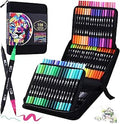 108 Colours Dual Tip Colouring Brush Felt Tip Pens, Pens for Adult Adults Colouring Books Calligraphy Drawing Painting Sketching Highlighting Dual Brush Marker Pens