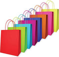 Pack of 16 Pcs with Twisted Handles - 18x22x8 cm - 120 GSM, 8 Colors, Versatile Gift Goody Paper Party Bags for Kids and Adults, Birthdays, Weddings, and Shopping