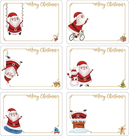 120pcs Christmas Labels Stickers Gift Tags Stickers Sticky Labels for Presents Self Adhesive Stick on Xmas Label for Wrapping Parcel Santa