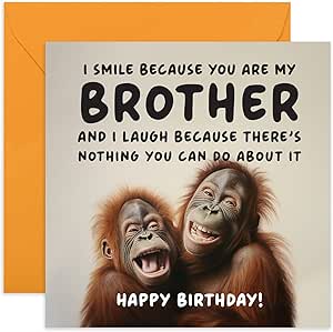 Funny Birthday Card for Brother - 'Nothing You Can Do About It' Chimp Birthday Card for Him - Hilarious Birthday Card from Sister Brother Sibling - Gift for Him - Blank Inside