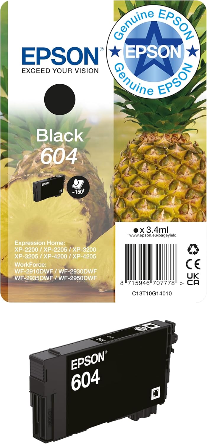 Epson 604 Pineapple, Genuine Black Ink Cartridge