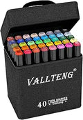Vallteng 40 Colours Graphic Marker Pen,Artist Necessary Permanent Art Markers Twin Marker Pen Animation Design for Drawing Coloring Highlighting and Underlining with Carrying Case