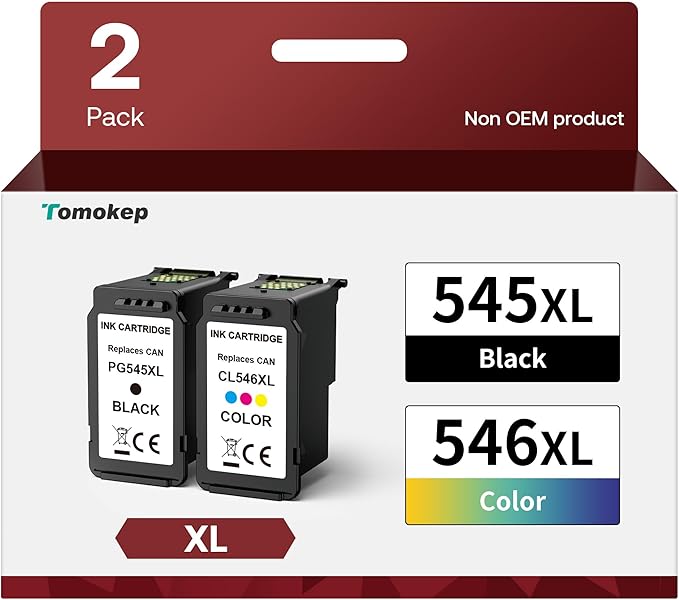 545XL 546XL High Yield Ink Cartridges Compatible for 545 546 Ink Cartridges Replace Use for Pixma TS3150 MG3050 TR4550 TS3350 MG2950 TR4551 TS3355 MG2550 TS3100 (1 Black, 1 Tri-Colour)