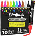 Chalk Pens - Pack of 10 neon Colour Markers. Used on Whiteboard, Chalkboard, Window, Blackboard - 6mm Reversible Bullet & Chisel Tip