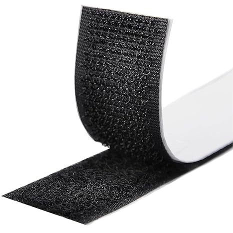Hook and Loop Strip Tape, Double Sided Self Adhesive Sticky Back Fastening Tape (20 mm x 8 m, Black)