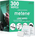 Metene Lens Cleaning Wipes, 300 PCS Individually Wrapped Glasses Wipes, Pre-Moistened Lens Wipes, Great for Eyeglasses, Camera Lens, Tablets, TV, Phone, Computer Screen, Car Rearview Mirror and More