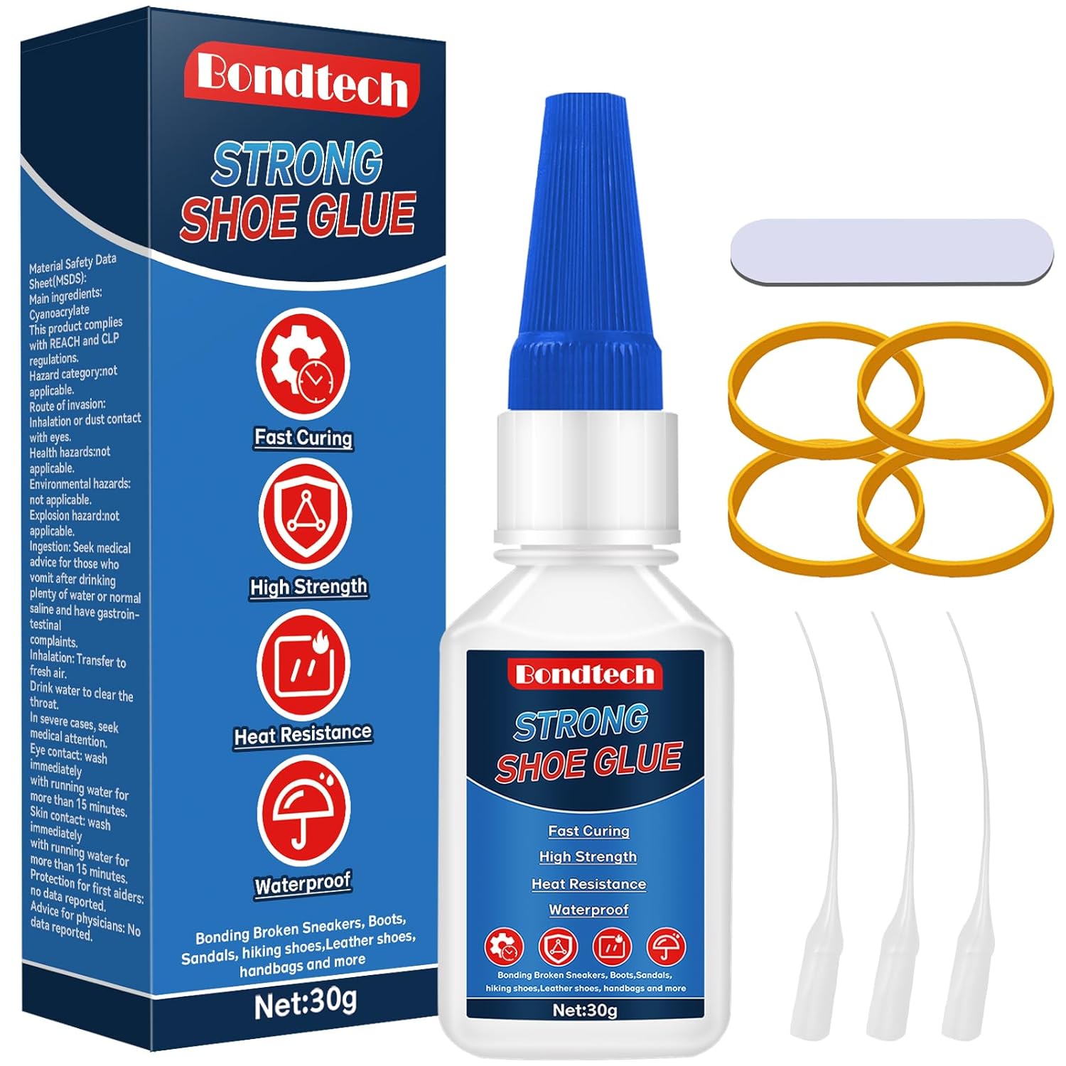 Shoe Glue 30 g, Instant Shoe Glue Sole Repair, for Sneakers, Soles, Boots, Leathers, Handbags and More, Waterproof, with Anti-Clog Cap, Clear