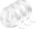 MOKANI 3 Rolls Nano Double Sided Adhesive Tape, 5M/16.4FT Multifunctional Reusable Washable Traceless Transparent Gel Tape, Wall Sticky Strips for Kitchen, Party, Paste Photos Posters, Carpet Fixing