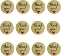 120 Pcs Thank You Stickers, 3.2cm Self-Adhesive Thank You Labels, Kraft Thank You Heart Stickers，Business Packaging Gift Cards