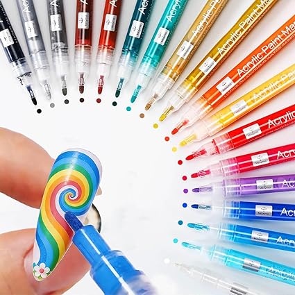 Nail Art Pens Markers Set,Christmas Gifts,18 Colors Acrylic Paint Markers Nail Polish Set for Drawing, Dotting, Lining, Complete DIY Manicure Kit for Home Salon,Christmas Gifts & Nail Designs
