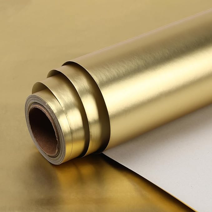 HBell Metallic Gold Wrapping Paper Roll,43cm*10m Gold Matte Wrapping Paper for Birthday Gift Wrap,DIY Crafts,Wedding, Christmas,Baby Shower,Festive Decorations