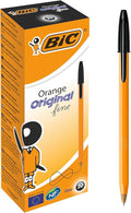 Bic Orange Fine Ballpoint Pens, Fine Point (0.8 mm), Blank Ink, Box of 20 - Writing Pens with Long-Lasting Ink, Black