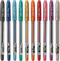 Linc 10 x Shine Sparkled GLITTER Gel Pens 0.7 mm FINE Tip 10 colours