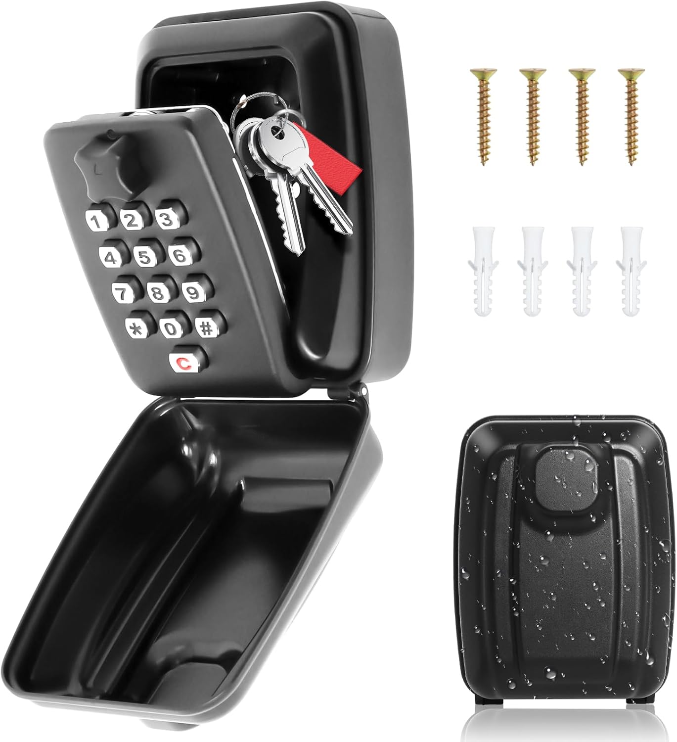 Gekufa Key Safe Outdoor Police Approved and Preferred, Key Lock Box Wall Mounted Outside with Code, 12-Digit Combination Keysafe Lockbox for Home Garage Office Warehouse