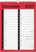 2027 Calendar A4 Large 2 Column - Month to View Spiral Bound Wall Planner Organiser - Easy View Monthly Wall Calendar with Space for Notes