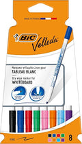 BIC Velleda Whiteboard Pens - Fine Whiteboard Marker Pens - Assorted Colours Pack of 8