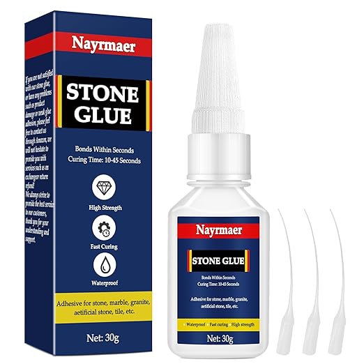 30g Stone Glue, Strong Marble Waterproof Clear Craft Bonding Between Stone and Other Materials for DIY Crafts & Repairs Brand: Nayrmaer