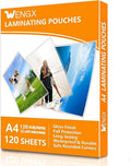 120 Sheets A4 Laminating Pouches,Gloss Finish,Rounded Corners, Clear,120 Micron (2 x 60 Micron) Laminator Pouches Glossy Laminate Pouch-Flexible Rigidity for Everyday Use