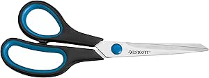 Westcott 8 inch Easy Grip Left Handed Soft Grip Scissor - Black/Blue