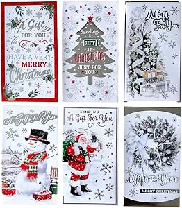 Kingporium 12 Assorted Traditional Christmas Money Envelopes Gift Card Voucher Wallet