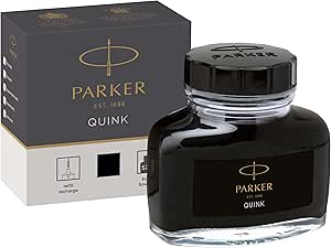 Parker Fountain Pen Ink Bottle | Black QUINK Ink | 57 ml Fountain Pen Refill