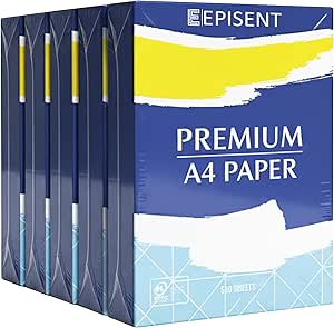 EPISENT A4 White Paper Sheets - 80gsm Bright White Paper - Office Printer, Copier Paper - Multifunction Laser Inkjet Paper - Stronger, Sharper & Acid Free A4 Paper Reams (A4 5 Reams (2500 Sheets))